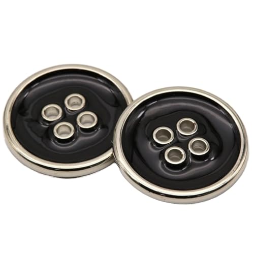Wambere 20 Stück Knöpfe 20mm Metallknöpfe 4 Loch Knöpfe Bastelknöpfe Runde Hemdknöpfe Zierknöpfe Mantelknöpfe Windjackenknöpfe Pulloverknöpfe Anzugknöpfe für DIY Kleidungsdekoration,Schwarz Silber von Wambere