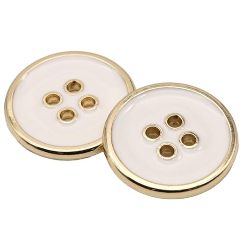 Wambere 20 Stück Knöpfe 25mm Metallknöpfe 4 Loch Knöpfe Bastelknöpfe Runde Hemdknöpfe Zierknöpfe Mantelknöpfe Windjackenknöpfe Pulloverknöpfe Anzugknöpfe für DIY Kleidungsdekoration,Weiß Gold von Wambere