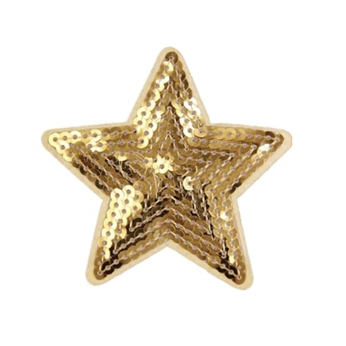 Wambere 20 Stück Pailletten Stern Aufnäher zum Aufbügeln,Sterne Bestickte Aufnäher,Bügelflicken Flicken zum Aufbügeln Aufnäheraufkleber für Nähen DIY Kunsthandwerk Kleidungsdekoration,Gold S von Wambere