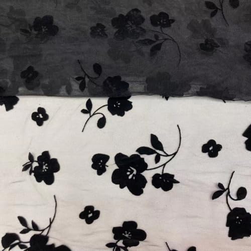 Wambere 200cm x 160cm Tüllstoff,Blumenspitze Spitzenstoff,Netzstoff Tüll Deko Stoffe,Tüll Stoff Meterware,Softtüll Tüllspitze,für Nähen DIY Kunsthandwerk Hochzeitskleid Kostümzubehör,Schwarz von Wambere