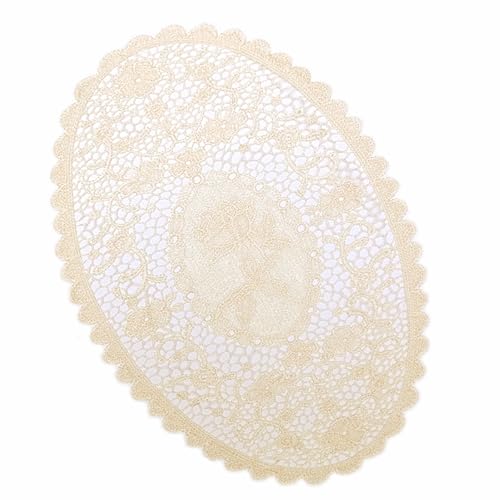 Wambere 2er Set Platzsets,Spitze Deckchen Untersetzer Tischset,Einfach Hohle Tischdecke aus Spitze,Bestickte ovale Tischdecke,Hitzebeständig und rutschfest,Ideal für Küche,Party,Hochzeit usw,Beige Wambere 2er Set Platzsets,Spitze Deckchen Untersetzer Tischset,Einfach Hohle Tischdecke aus Spitze,Bestickte ovale Tischdecke,Hitzebeständig und rutschfest,Ideal für Küche,Party,Hochzeit usw,Beige von Wambere