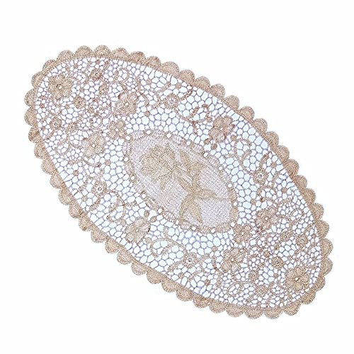 Wambere 2er Set Platzsets,Spitze Deckchen Untersetzer Tischset,Einfach Hohle Tischdecke aus Spitze,Bestickte ovale Tischdecke,Hitzebeständig und rutschfest,Ideal für Küche,Party,Hochzeit usw,Khaki Wambere 2er Set Platzsets,Spitze Deckchen Untersetzer Tischset,Einfach Hohle Tischdecke aus Spitze,Bestickte ovale Tischdecke,Hitzebeständig und rutschfest,Ideal für Küche,Party,Hochzeit usw,Khaki von Wambere
