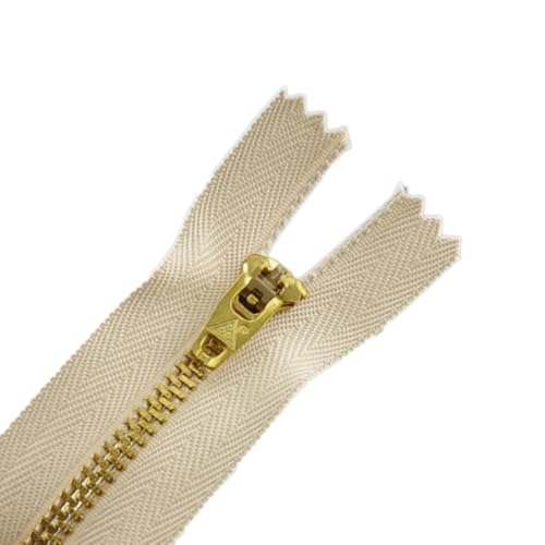 Wambere 3 Stück 18 cm Langer Reißverschluss für Jeans,Metallreißverschluss Nicht Trennbare Reißverschlüsse Nähzubehör für DIY Kunsthandwerk Taschentasche Jeans Jacken Kleider Hosen,Beige von Wambere