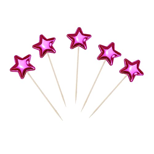 Wambere 30 Stück PU Geburtstagskuchendekoration,Kucheneinsatz Kuchen Topper Geburtstag Kuchendeko Geburtstag Tortendeko Geburtstag,für Dekorieren von Kuchen, Cupcakes, Desserts,Rosenrotes Pentagramm von Wambere