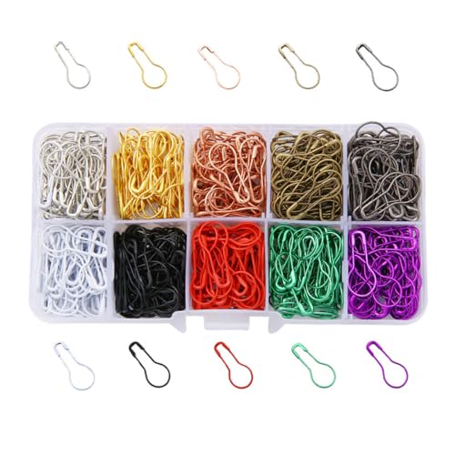 Wambere 300 Stück Sicherheitsnadeln,Birne Pins Calabash Pin Maschenmarkierern Bunte Sicherheitsnadeln Nähzubehör Kit Kürbis Birnenform Pins für Kunsthandwerk Nähen Kleidung Kunst,Mischfarbe A von Wambere