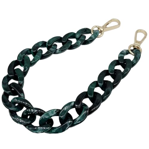 Wambere 37cm Acryl Taschenkette Vintage Handykette Mobiltelefonkette Beutelkette Schulterriemen Kette Trageriemen Bag Chain Tasche Kettenriemen mit Metallschnallen für DIY Taschenzubehör,Dunkelgrün von Wambere