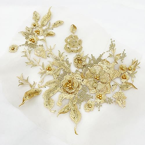 Wambere 3D Stickerei Spitze Applikation Perlen Spitze Blumenstickerei Tüll Stoff Spitzenapplikation Patch Lace Applique für DIY Nähen Ausschnitt Hochzeit Brautkleid Kleidung Handwerk,Hell Gold Wambere 3D Stickerei Spitze Applikation Perlen Spitze Blumenstickerei Tüll Stoff Spitzenapplikation Patch Lace Applique für DIY Nähen Ausschnitt Hochzeit Brautkleid Kleidung Handwerk,Hell Gold von Wambere