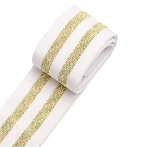 Wambere 3mx5cm,Gummiband Stretchbandbesatz Elastic-Band Gestreift Flaches Elastisches Gummiband Stretch Strickband Taillenband für Heimwerker Taillenbänder Kleidungsstücke Accessoires,Weiß Gold,3m Wambere 3mx5cm,Gummiband Stretchbandbesatz Elastic-Band Gestreift Flaches Elastisches Gummiband Stretch Strickband Taillenband für Heimwerker Taillenbänder Kleidungsstücke Accessoires,Weiß Gold,3m von Wambere