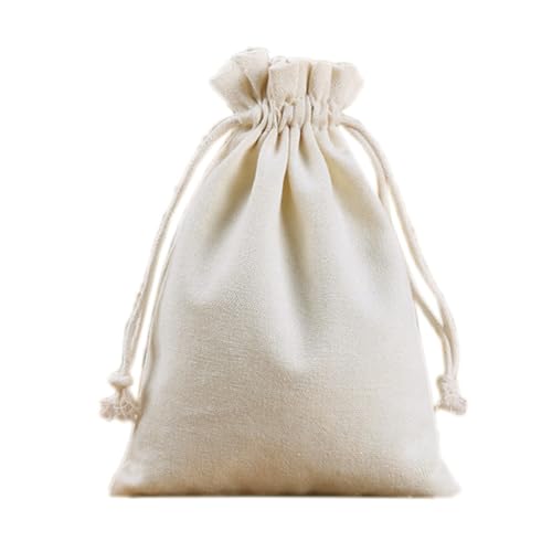 Wambere 5 Stück Baumwollsäckchen mit Kordelzug,Geschenkbeutel Baumwoll Aufbewahrungsbeutel Aufbewahrung Stoffbeute Schmuckbeutel Befüllen Geschenksäckchen,für Kosmetik Schmuck Geschenk,Weiß,13x18cm von Wambere