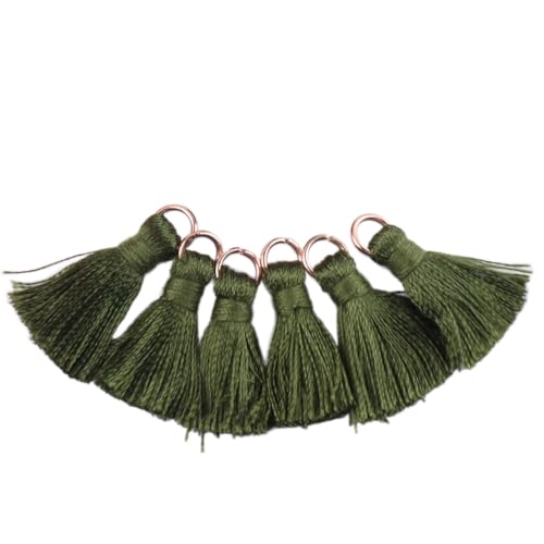 Wambere 50 Stück 2cm Mini Quasten,Bunte Quasten mit Schlaufe Handgemachte Quaste,Quaste Anhänger,für DIY Schmuckherstellung Lesezeichen Armbänder Schlüsselanhänger Halskette,Armeegrün Wambere 50 Stück 2cm Mini Quasten,Bunte Quasten mit Schlaufe Handgemachte Quaste,Quaste Anhänger,für DIY Schmuckherstellung Lesezeichen Armbänder Schlüsselanhänger Halskette,Armeegrün von Wambere