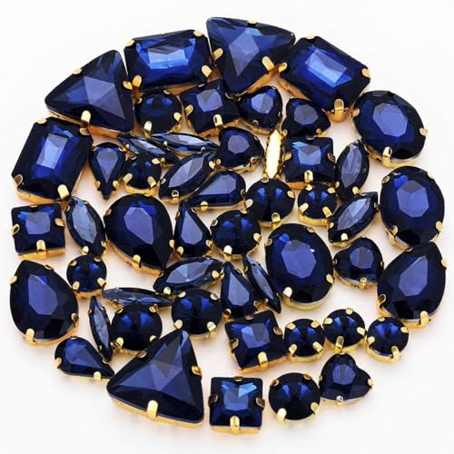 Wambere 50 Stück Glitzersteine zum Annähen,Strasssteine mit Loch Prong Einstellung Flatback Klaue Verschiedene Form Handgenähte Strasssteine für DIY Kunsthandwerk Kleidungsdekoration,Dunkelblau Wambere 50 Stück Glitzersteine zum Annähen,Strasssteine mit Loch Prong Einstellung Flatback Klaue Verschiedene Form Handgenähte Strasssteine für DIY Kunsthandwerk Kleidungsdekoration,Dunkelblau von Wambere