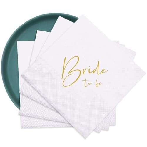 Wambere 50 Stück Hochzeit Servietten Papierservietten Servietten Bedruckt mit „Bride to be“ Tischdekoration Hochzeitsdekoration für Hochzeitsfeier Weihnachten Geburtstag Brautdekorationen,Weiß von Wambere