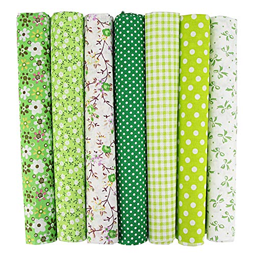 Wambere 7 Stück 50 x 50 cm Baumwollstoff Patchworkstoff Stoffe,Patchwork Stoffe Paket,Stoff für Patchwork Quilten,Patchwork Stoffe Meterware Baumwollstoff Baumwolltuch Für DIY Nähmuster Handwerk,Grün von Wambere