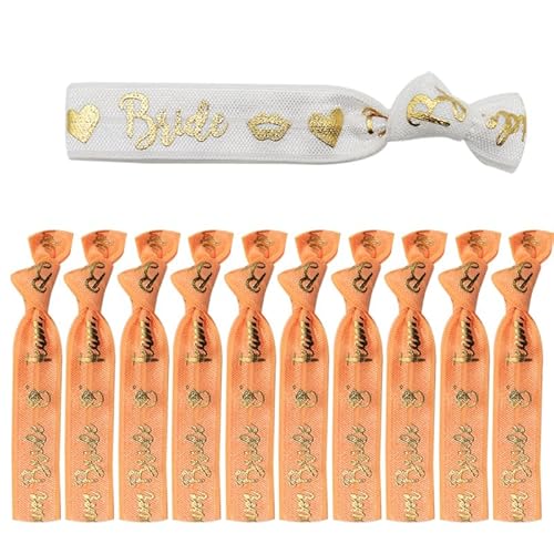 Wambere Armbänder Set für Frauen,1 Bride + 10 Team Bride,Team Bride Armbänder,Junggesellenabschied Frauen Braut Accessoires für Bachelorette Party Haargummi Accessoires Frauen Dekoration,Orange von Wambere