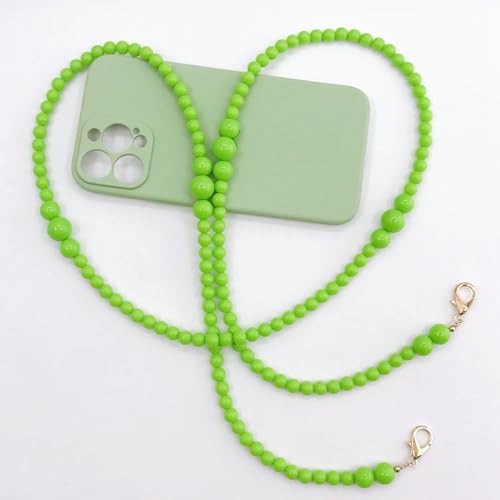 Wambere Perlen Universal Handy-Kette,Handykette Perlen Handyband Handyanhänge Handygurt Handschlaufe Bunte Perlen Handy Lanyard Handyhülle Kompatibel Mit Jedem Handy,Grün von Wambere