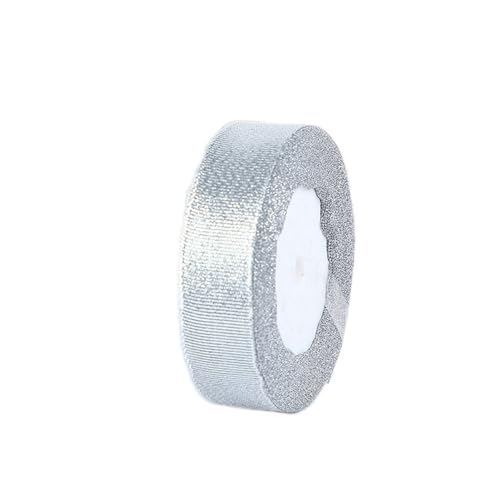 Wambere Satinband 25mm, 22 Meters Dekoration Geschenkband breit Schleifenband Taufe und Geburtstag Geschenke Zum Geschenkverpackung Geburtstag Und Hochzeitsdekoration,Silber von Wambere