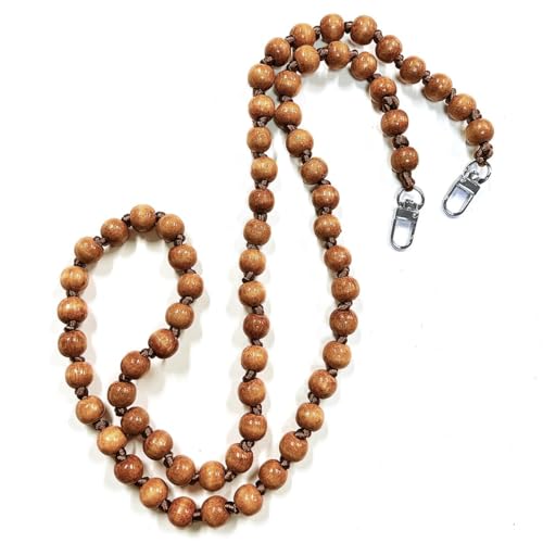 Wambere Universal Holzperlen Handykette SchlüsselbandKette Schlüsselkette Holz Perlen Handyband Handy Lanyard Anhänger Handy Schmuck Handyanhänger Taschenkette Beutelkette für Damen Mädchen,Braun von Wambere