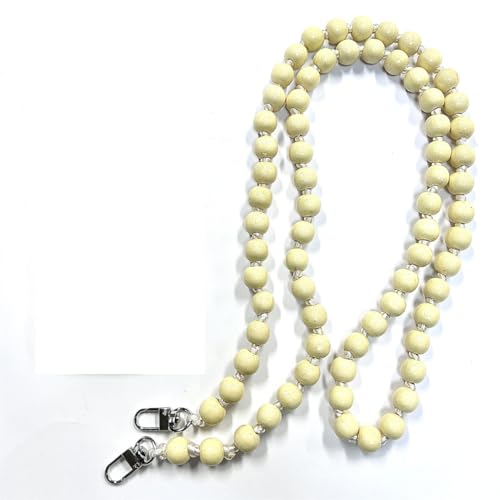 Wambere Universal Holzperlen Handykette SchlüsselbandKette Schlüsselkette Holz Perlen Handyband Handy Lanyard Anhänger Handy Schmuck Handyanhänger Taschenkette Beutelkette für Damen Mädchen,Beige von Wambere