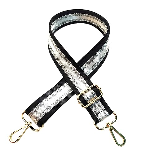 Wambere Verstellbarer Schultergurt Länge 80-130cm, 3.8cm Breiter Taschengurt,Ersatz Gurt für Handtaschen,Schulterriemen mit Karabiner,DIY Taschenzubehör,für Umhängetaschen,Schwarz Goldschnalle von Wambere