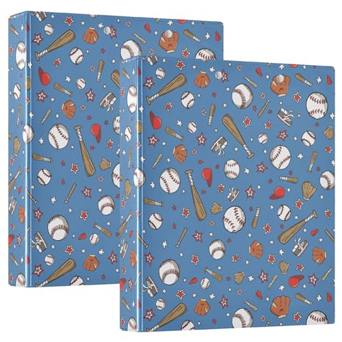 Baseball-blaue runde Ringordner, 3,8 cm, niedliches Kritzelei-Muster, 3-Ring-Klemmbrett, Ordner für Büro, Schule, Arbeitsbedarf, Aktenordner, 200 Blatt Kapazität Baseball-blaue runde Ringordner, 3,8 cm, niedliches Kritzelei-Muster, 3-Ring-Klemmbrett, Ordner für Büro, Schule, Arbeitsbedarf, Aktenordner, 200 Blatt Kapazität von Wamika