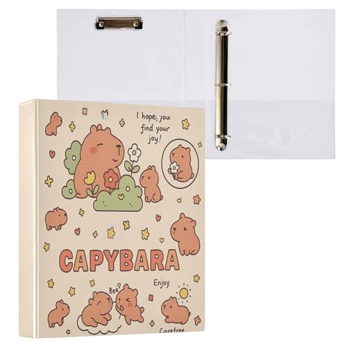 Capybara Rundes Ringbuch, 3,8 cm, Katzen, Hunde, Tiere, 3-Ring-Klemmbrett, Ordner für Büro, Schule, Arbeitsbedarf, Aktenordner, 200 Blatt Kapazität, leicht zu öffnen Capybara Rundes Ringbuch, 3,8 cm, Katzen, Hunde, Tiere, 3-Ring-Klemmbrett, Ordner für Büro, Schule, Arbeitsbedarf, Aktenordner, 200 Blatt Kapazität, leicht zu öffnen von Wamika