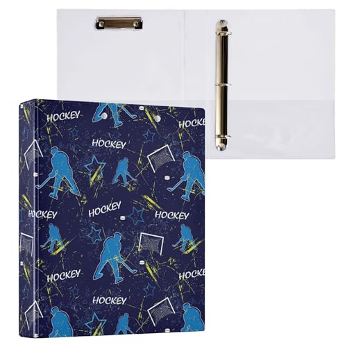 Ringbuch mit 3 Ringen, Eishockey-Design, 3,8 cm, für Büro, Schule, Arbeitsbedarf, Aktenordner, 200 Blatt Kapazität von Wamika