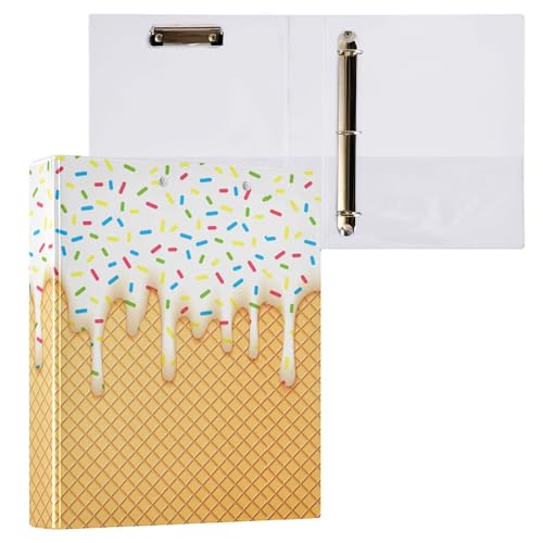 Ringbuch mit weißem Milcheis, 3,8 cm, Waffelmuster, 3 Ringe, Klemmbrett für Büro, Schule, Arbeitsbedarf, Aktenordner, Dokument, 200 Blatt Kapazität, leicht zu öffnen von Wamika