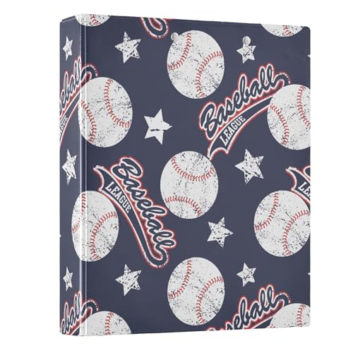 Runde Ringbücher mit Baseballs und Sternen, 3,8 cm, Softball, Weiß, Blau, Lila, 3-Ring-Klemmbrett, Ordner für Büro, Schule, Arbeitsbedarf, Aktenordner, 200 Blatt Kapazität Runde Ringbücher mit Baseballs und Sternen, 3,8 cm, Softball, Weiß, Blau, Lila, 3-Ring-Klemmbrett, Ordner für Büro, Schule, Arbeitsbedarf, Aktenordner, 200 Blatt Kapazität von Wamika