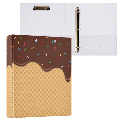 Rundes Ringbuch für Kaffee, Eis, 3,8 cm, Schokoladentüte, Süßigkeiten, 3-Ring-Klemmbrett, Ordner für Büro, Schule, Arbeitsbedarf, Aktenordner, Dokumente, 200 Blatt Kapazität, leicht zu öffnen von Wamika