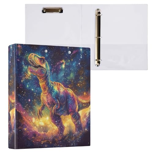 T. Rex Ringbuch, rund, 1,5 Galaxie, Tyrannosaurus, Tiere, 3-Ring-Klemmbrett, Ordner für Büro, Schule, Arbeitsbedarf, Aktenordner, 200 Blatt Kapazität, leicht zu öffnen von Wamika