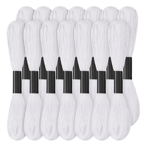 14 Stränge Weißes Stickgarn Set, 120 Yards Stickgarn Baumwolle Strickgarn Kreuzstich Garn Ideal für Freundschaftsarmbänder und Stickarbeiten 14 Stränge Weißes Stickgarn Set, 120 Yards Stickgarn Baumwolle Strickgarn Kreuzstich Garn Ideal für Freundschaftsarmbänder und Stickarbeiten von Wamkon