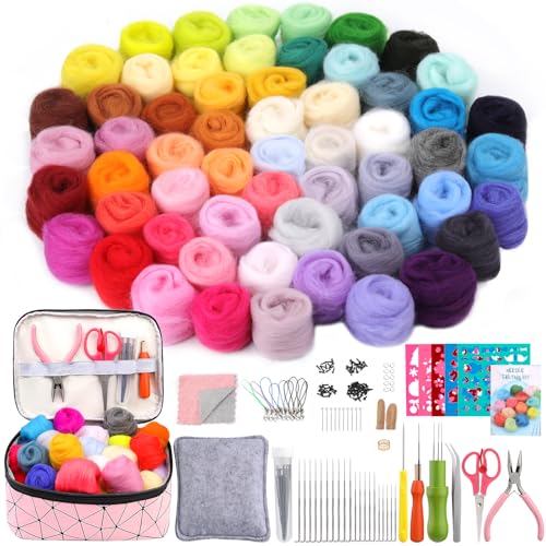 215 Stück Filzset Nadelfilz Set Filzset für Anfänger Filzen Starterset mit Filz Wolle in 60 Farben, Filznadeln Schaumstoffmatte, Filzformen und Aufbewahrungsbox für DIY-Handwerk 215 Stück Filzset Nadelfilz Set Filzset für Anfänger Filzen Starterset mit Filz Wolle in 60 Farben, Filznadeln Schaumstoffmatte, Filzformen und Aufbewahrungsbox für DIY-Handwerk von Wamkon