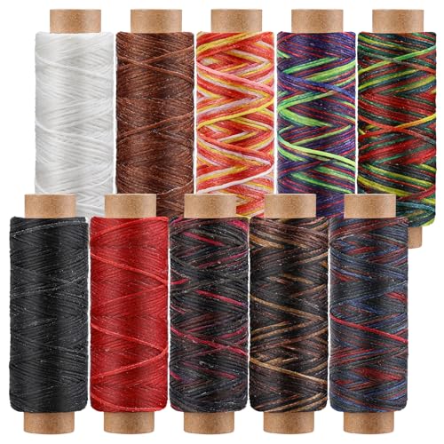 Leder Wachsfaden Set, 10 Farben Nähen Faden, 540 Yards Buntes Nähgarn, Langes Wachsgarn für Handwerk, Buchbinden, Halskette DIY Leder Wachsfaden Set, 10 Farben Nähen Faden, 540 Yards Buntes Nähgarn, Langes Wachsgarn für Handwerk, Buchbinden, Halskette DIY von Wamkon