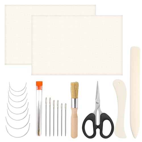 Wankon Buchbindesets 21-teiliges Buchbindetuch-Set, Das Buchreparaturtuch, (90 x100 cm) Buchbinderleinen, Buchbindebedarf mit Buchreparaturtuch, Falzbeine zum Reparieren Alter Bücher (21 Stück) von Wamkon