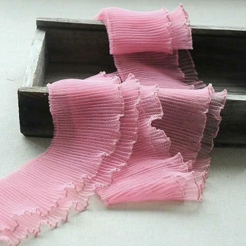 10 Meter Guipure-Stickerei-Spitzenstoff, eine Kante, Rüschenbesatz, rosa, blaues Band, für Zuhause, Puppen, Röcke, Kleidung, Nähzubehör 10 Meter Guipure-Stickerei-Spitzenstoff, eine Kante, Rüschenbesatz, rosa, blaues Band, für Zuhause, Puppen, Röcke, Kleidung, Nähzubehör von WanMing