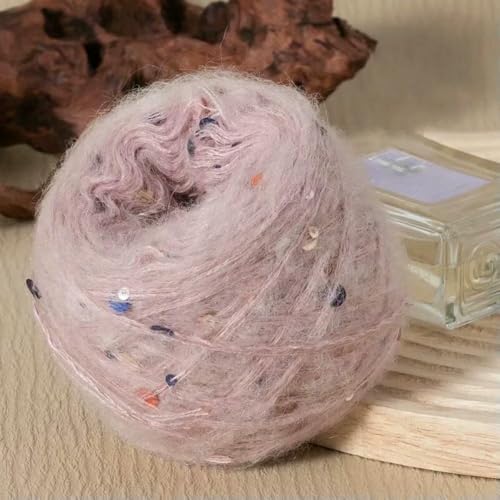 50 g/Rolle, glitzerndes Pailletten-Mohair-Garn, handgefertigt, Wollknäuel, Häkeln, Handstricken, mehrfarbig, Kaschmir-Garn für Schals 50 g/Rolle, glitzerndes Pailletten-Mohair-Garn, handgefertigt, Wollknäuel, Häkeln, Handstricken, mehrfarbig, Kaschmir-Garn für Schals von WanMing