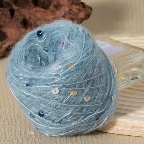 50 g/Rolle, glitzerndes Pailletten-Mohair-Garn, handgefertigt, Wollknäuel, Häkeln, Handstricken, mehrfarbig, Kaschmir-Garn für Schals 50 g/Rolle, glitzerndes Pailletten-Mohair-Garn, handgefertigt, Wollknäuel, Häkeln, Handstricken, mehrfarbig, Kaschmir-Garn für Schals von WanMing