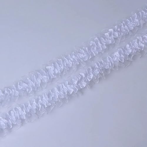 WanMing 10–100 Yards doppellagiger plissierter Chiffon-Spitzenbesatz, 3,8 cm breit, elastischer Rüschenbesatz, Tüllbesatz, Stoffband WanMing 10–100 Yards doppellagiger plissierter Chiffon-Spitzenbesatz, 3,8 cm breit, elastischer Rüschenbesatz, Tüllbesatz, Stoffband von WanMing