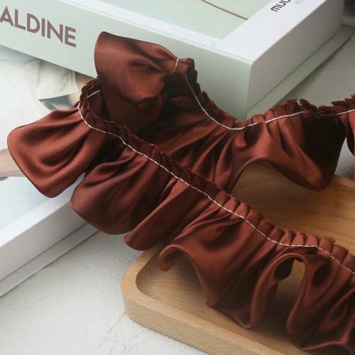 WanMing 10 Meter 5,5 cm Rüschen-Spitzenrandbesatz, glänzendes Satin-Plisseeband, Stoffrandsaum für DIY-Kleider, Blumensträuße, Vorhänge, Polsterarbeiten WanMing 10 Meter 5,5 cm Rüschen-Spitzenrandbesatz, glänzendes Satin-Plisseeband, Stoffrandsaum für DIY-Kleider, Blumensträuße, Vorhänge, Polsterarbeiten von WanMing