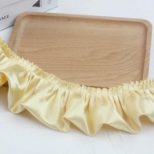 WanMing 10 Meter 5,5 cm Rüschen-Spitzenrandbesatz, glänzendes Satin-Plisseeband, Stoffrandsaum für DIY-Kleider, Blumensträuße, Vorhänge, Polsterarbeiten WanMing 10 Meter 5,5 cm Rüschen-Spitzenrandbesatz, glänzendes Satin-Plisseeband, Stoffrandsaum für DIY-Kleider, Blumensträuße, Vorhänge, Polsterarbeiten von WanMing