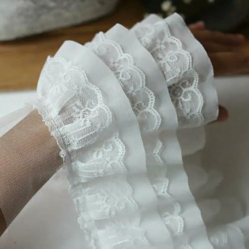 WanMing 10 Yards. Dreilagiger Chiffon-Spitzenbesatz mit Rüschen. DIY-Zubehör für Saumvorhänge und Dekorationen. von WanMing