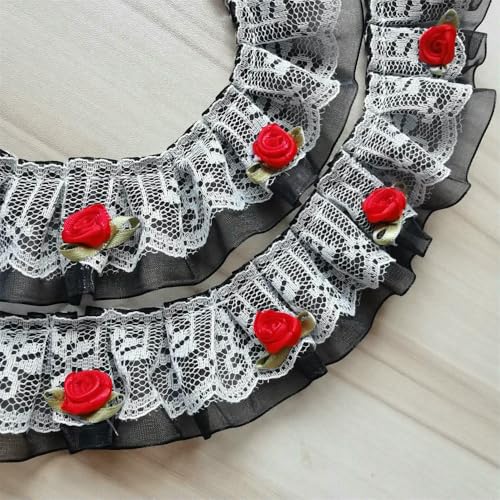 WanMing 2 Yards 2-lagiger Blumen-Applikations-Spitzenstoff, Plissee-Kragen, Rüschenbesatz, Stickerei-Spitzenband, DIY-Rock, Hut, Heimtextilien, Nähen WanMing 2 Yards 2-lagiger Blumen-Applikations-Spitzenstoff, Plissee-Kragen, Rüschenbesatz, Stickerei-Spitzenband, DIY-Rock, Hut, Heimtextilien, Nähen von WanMing