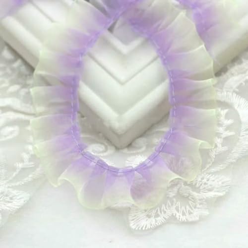 WanMing 20 Yards 25MM Regenbogen Farbverlauf Schnee Garn Rüschen Rock Band Falten Lotus Blatt Haar Bögen DIY Handwerk Handgemachte Accessorie von WanMing