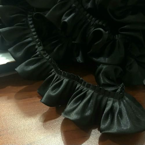 WanMing 30 Yards Doppelschichtige, Faltbare, verschlüsselte Falten, Spitze, Satintuch, DIY-Kopfbedeckung, Heimtextilien, Kleidungsbesätze, Zubehör, 5,5 cm WanMing 30 Yards Doppelschichtige, Faltbare, verschlüsselte Falten, Spitze, Satintuch, DIY-Kopfbedeckung, Heimtextilien, Kleidungsbesätze, Zubehör, 5,5 cm von WanMing