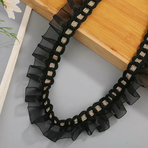 WanMing 45 Yards 40MM Schwarz Weiß Falte Lotusblatt Rand Gold Draht Chiffon Band Haarschleifen DIY Handgemachte Accessoires Handwerk WanMing 45 Yards 40MM Schwarz Weiß Falte Lotusblatt Rand Gold Draht Chiffon Band Haarschleifen DIY Handgemachte Accessoires Handwerk von WanMing