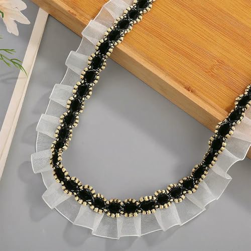 WanMing 45 Yards 40MM Schwarz Weiß Falte Lotusblatt Rand Gold Draht Chiffon Band Haarschleifen DIY Handgemachte Accessoires Handwerk WanMing 45 Yards 40MM Schwarz Weiß Falte Lotusblatt Rand Gold Draht Chiffon Band Haarschleifen DIY Handgemachte Accessoires Handwerk von WanMing