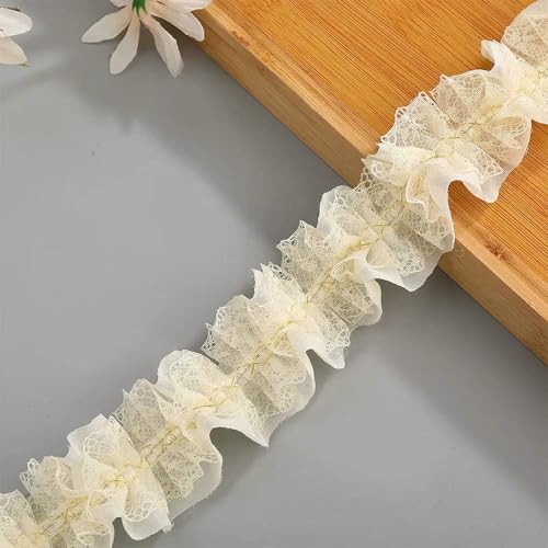 WanMing 45 mm, 45 Yards, schwarz-weiß, Goldener Faden, doppelstöckiges Band, Chiffon-Spitze, gefaltete Spitze, Haarschleifen, DIY, handgefertigte Accessoires, Basteln WanMing 45 mm, 45 Yards, schwarz-weiß, Goldener Faden, doppelstöckiges Band, Chiffon-Spitze, gefaltete Spitze, Haarschleifen, DIY, handgefertigte Accessoires, Basteln von WanMing