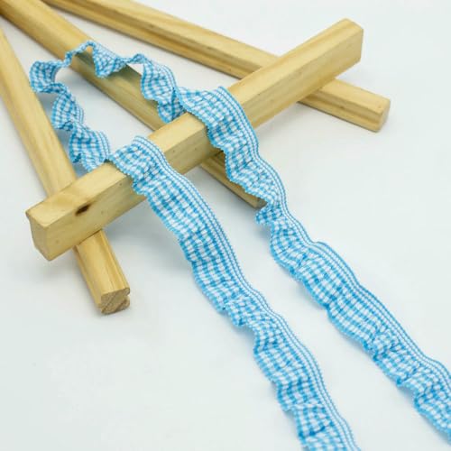 WanMing 50 Yards 20 mm elastisches Kariertes Spitzenbesatzband, Stoff, Vorhangdekoration, Kariertes Rüschengummiband, Unterwäsche, BH, Nähzubehör von WanMing