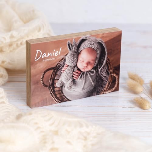 Wanapix | Foto auf Holzblock 13x13 | Farbe Naturholz | Block personalisiert auf 1 Seite | Ideal als dekorativer Bilderrahmen | Holzblock mit Fotoaufdruck | Fotoblock aus Holz von Wanapix
