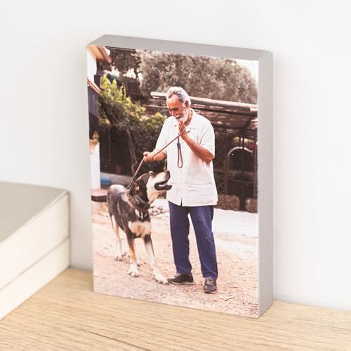 Wanapix | Foto auf Holzblock 20x15 | Farbe Silber | Block personalisiert auf 1 Seite | Ideal als dekorativer Bilderrahmen | Holzblock mit Fotoaufdruck | Fotoblock aus Holz von Wanapix